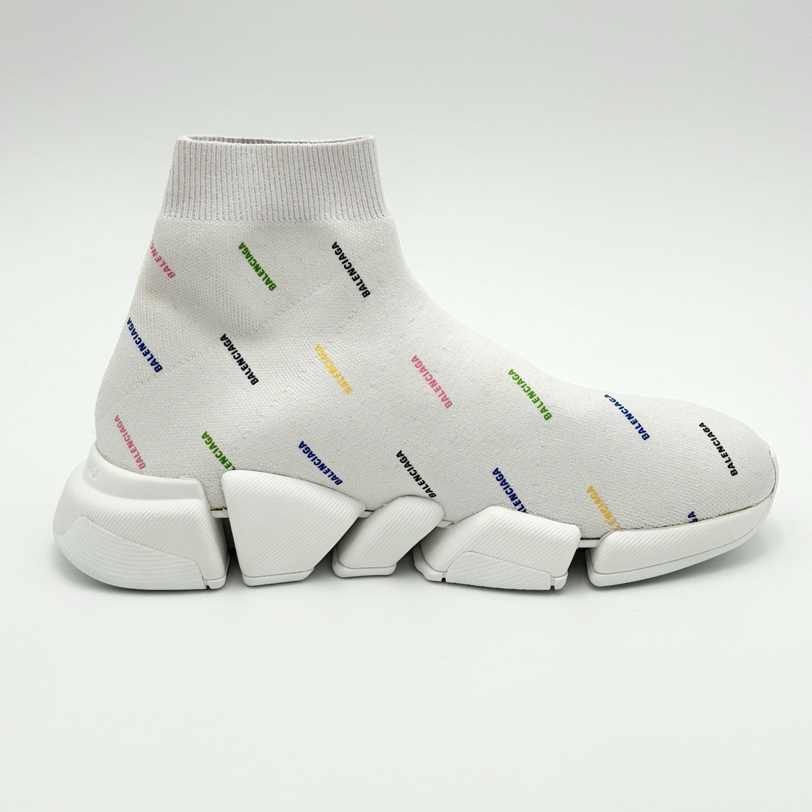 Size 39 (6 US) - Balenciaga Speed Trainer Allover Logo ' White ' | BRAND NEW!