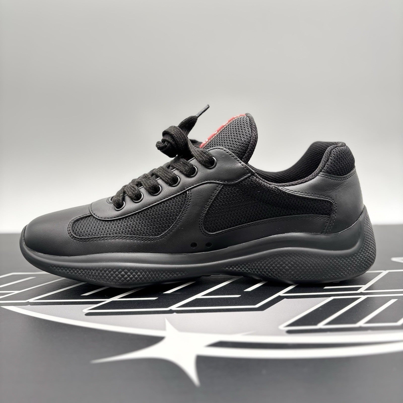 Size 8 UK (9 US) - Prada Americas Cup ' Black Leather ' | GOOD CONDITION!