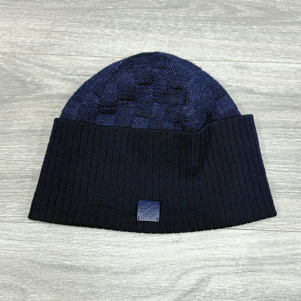 Louis Vuitton Wool Petit Damier Beanie ' Navy ' | GOOD CONDITION!