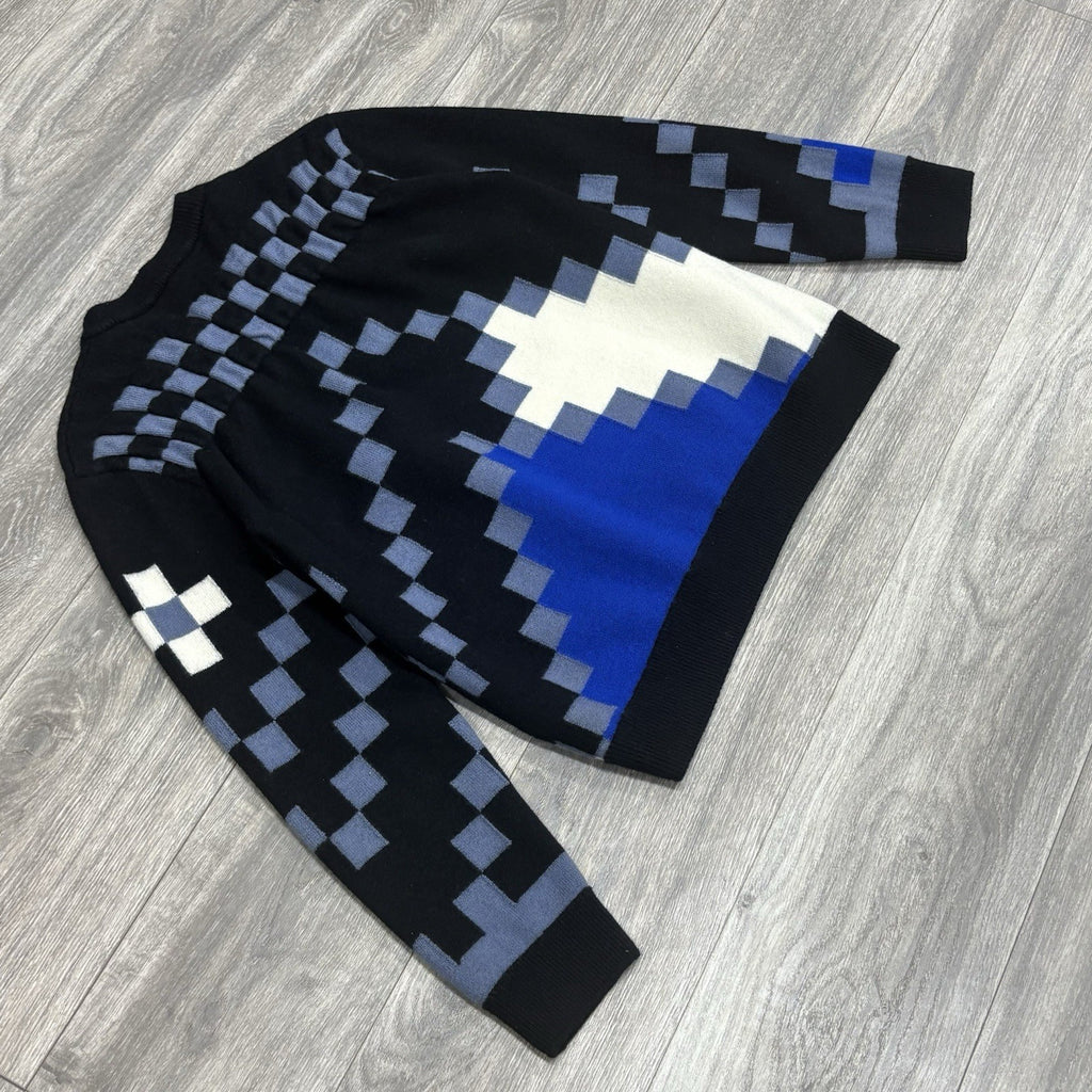 Size L - Louis Vuitton Fair Isle Macro Knit Sweater ' Black Blue ' | SUPER CLEAN