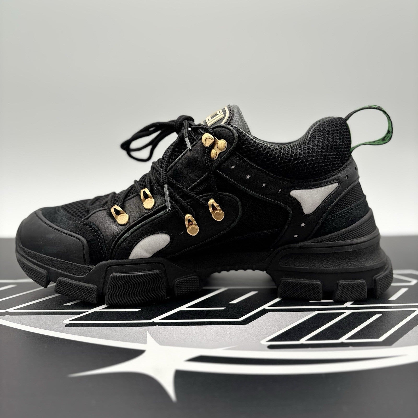 Size 8 G (8.5 US) - Gucci Flashtrek ' SEGA Black Leather ' | GOOD CONDITION!