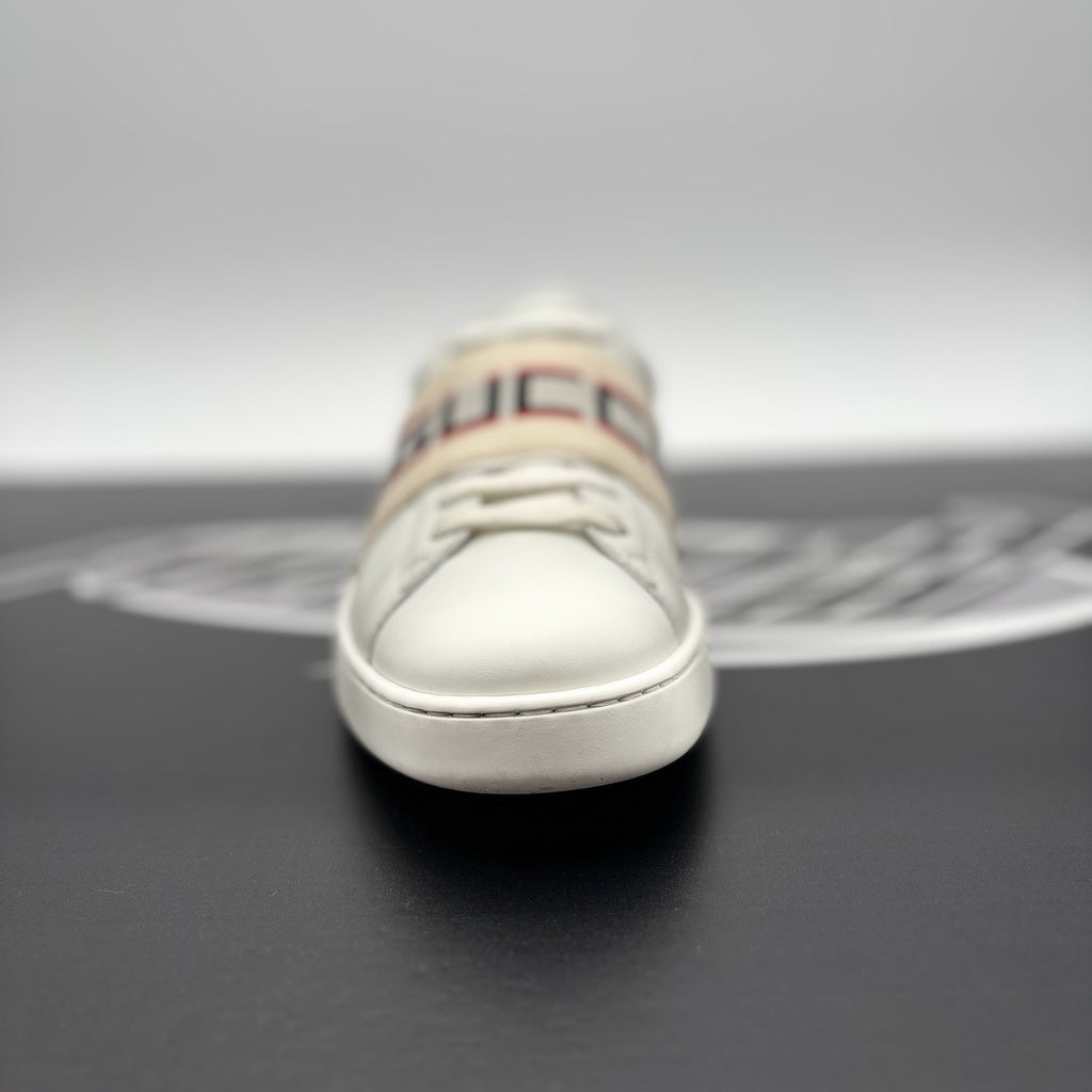 Size 7.5 G (8 US) - Gucci Ace Gucci Stripe ‘ White, Red ‘ | GREAT!