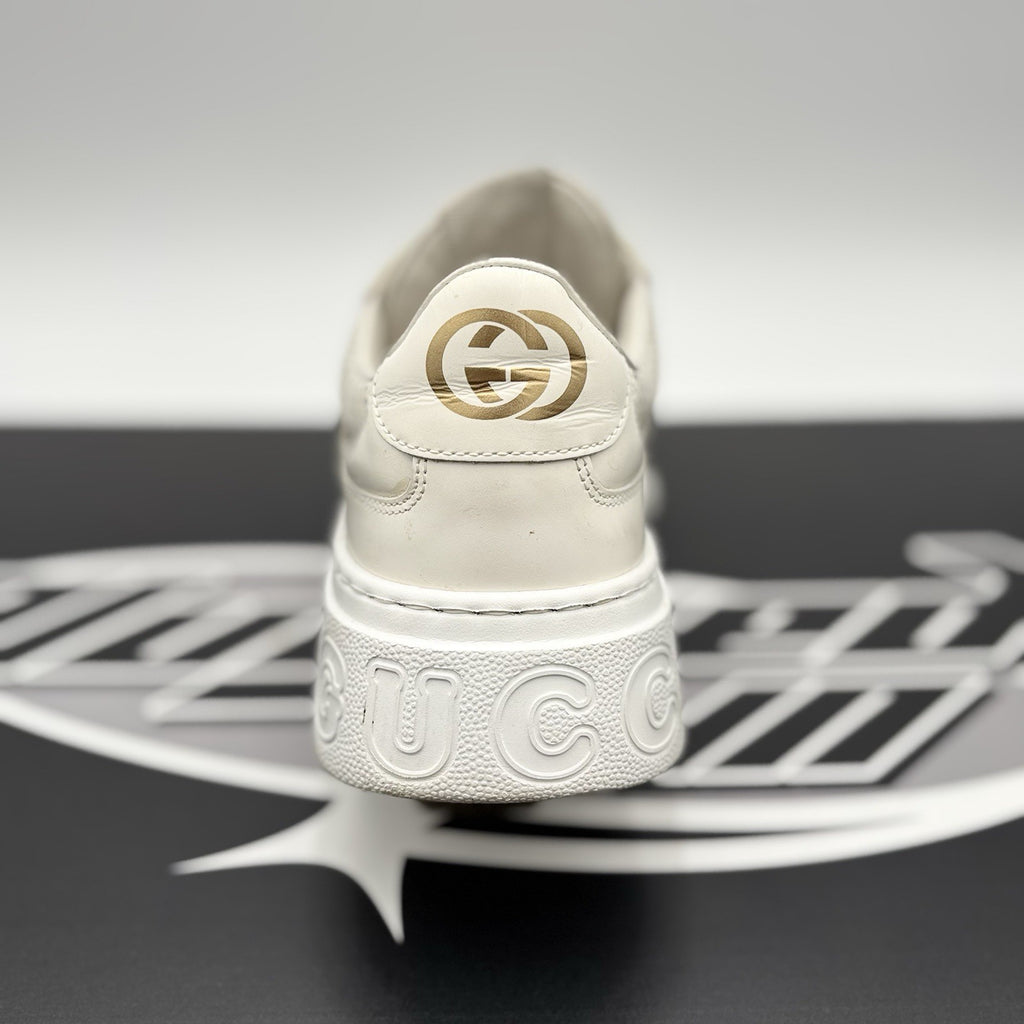 Size 8G (8.5 US) - Gucci GG Embossed ' White Leather ' | GOOD CONDITION!