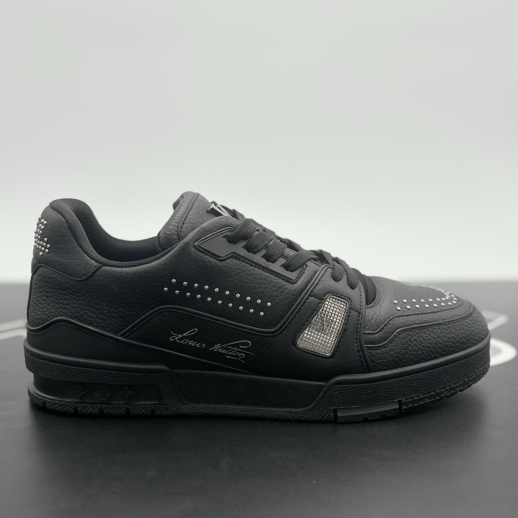 Size 8 LV (9-9.5 US) Louis Vuitton Studded Trainer ' Black ' | SUPER CLEAN!