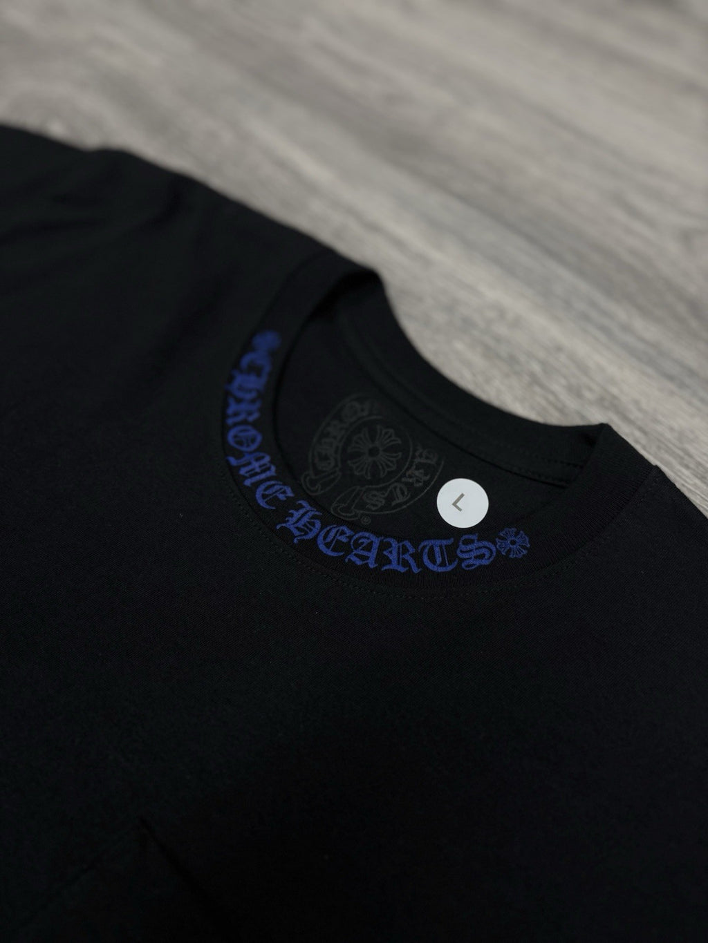 Size Large - Chrome Hearts Blue Neck Logo T-Shirt ' Black ' | BRAND NEW!