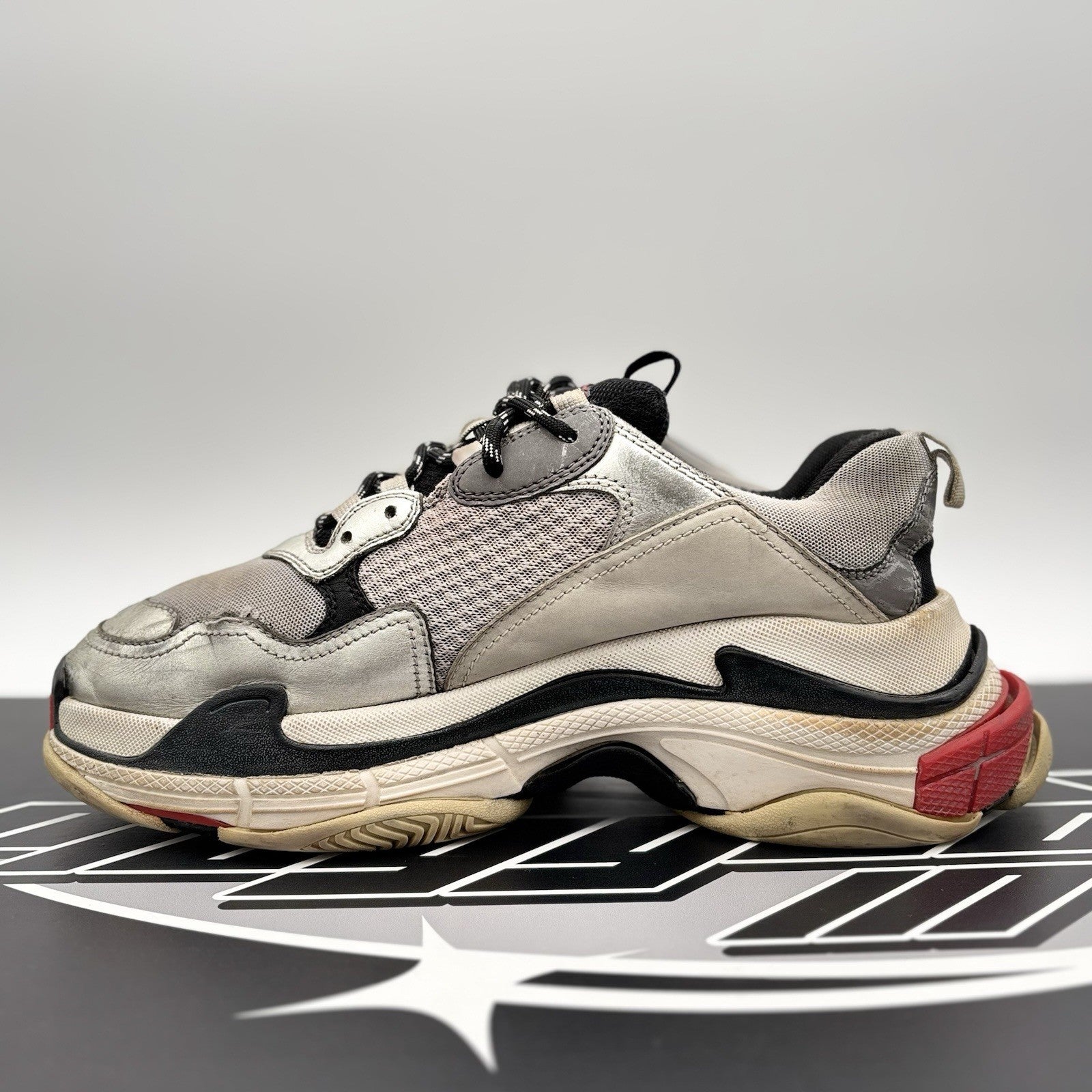 Size 43 (10 US) - Balenciaga Triple S ' Silver, Red, Black '
