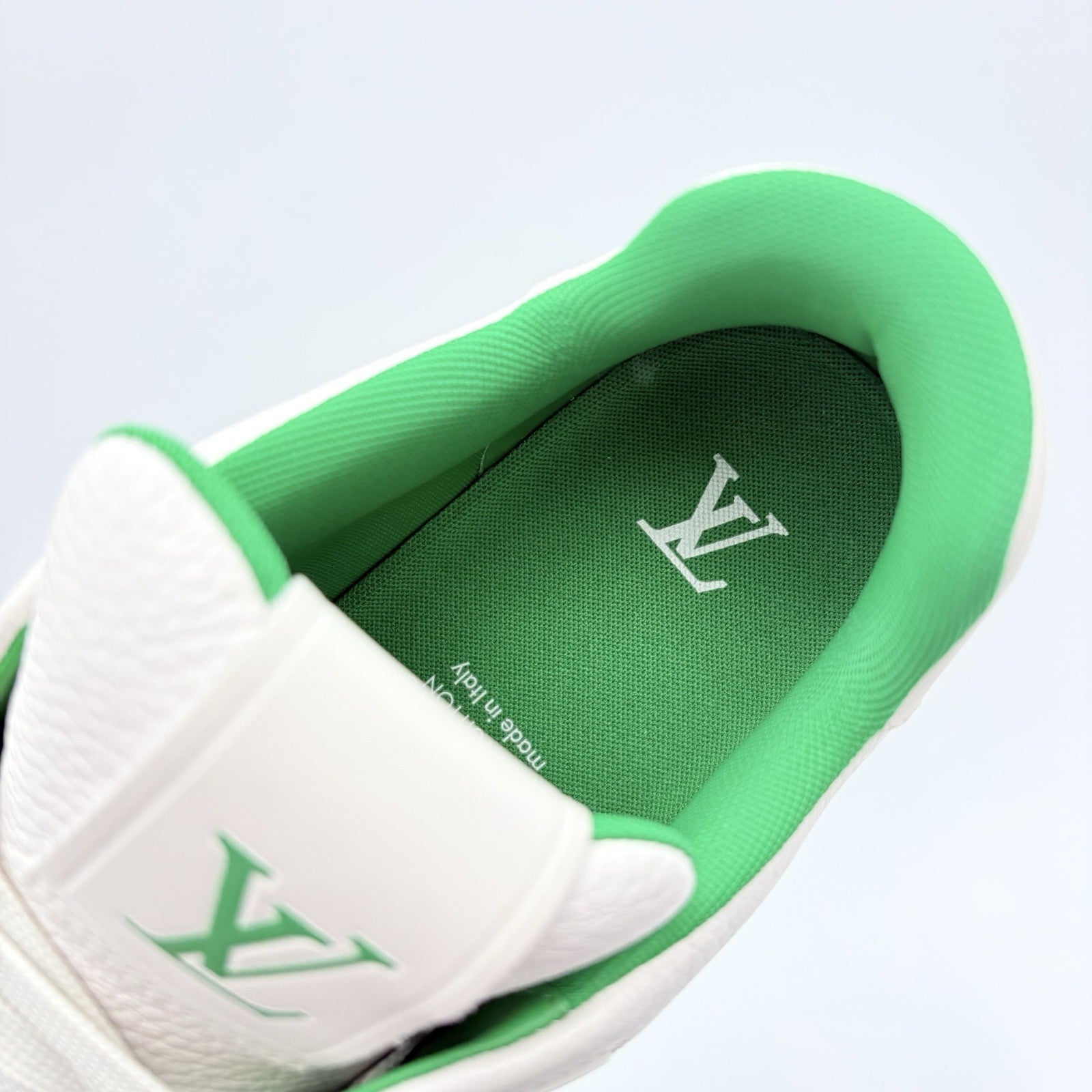Size 9 LV (10-10.5 US) - Louis Vuitton Trainer ' White Green ' | ONLY WORN 1-3x