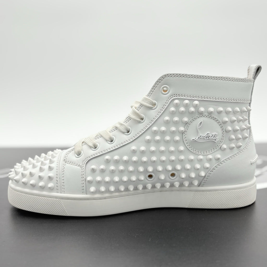 Size 40.5 (7.5 US) Christian Louboutin Spikes High ' White ' | SUPER CLEAN!