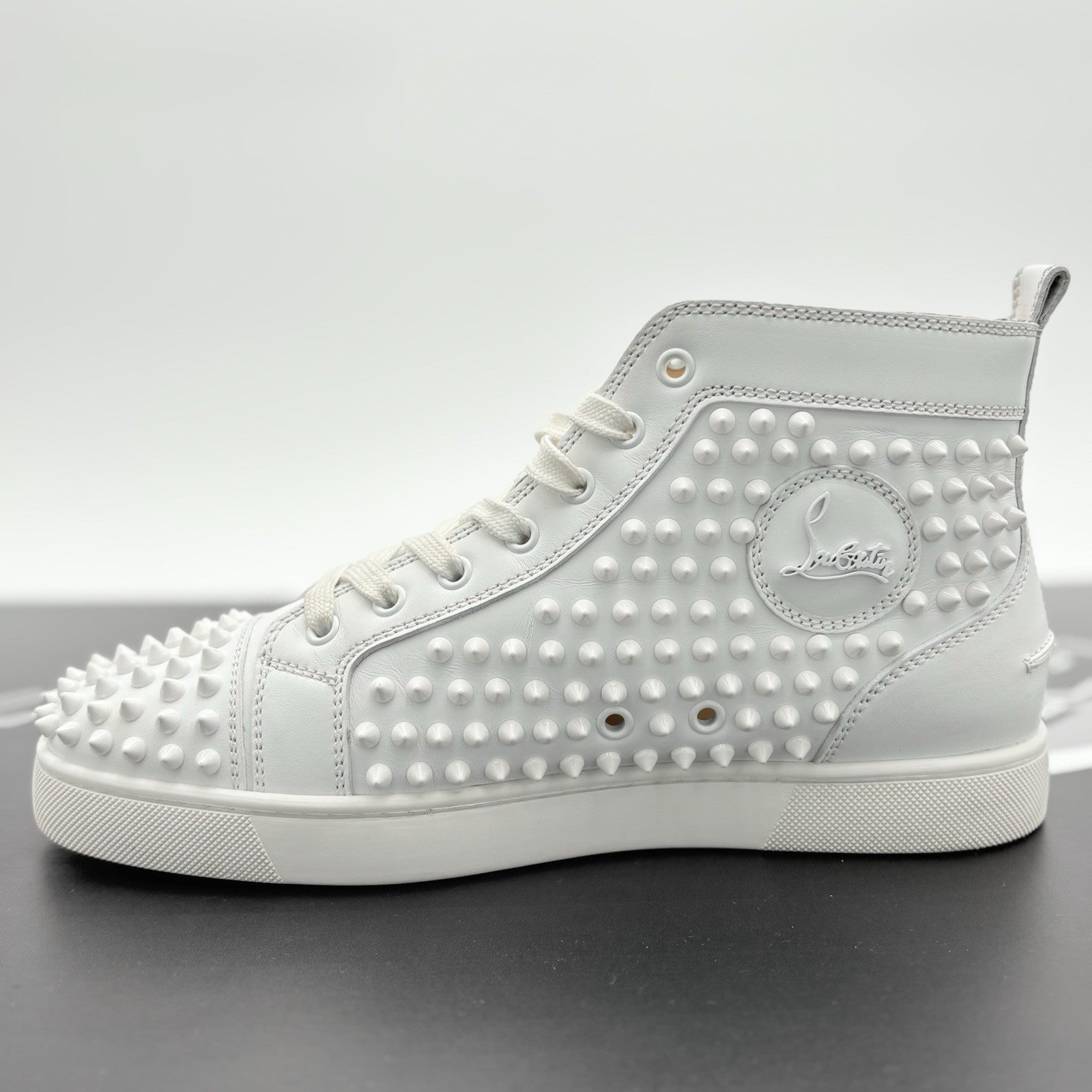 Size 40.5 (7.5 US) Christian Louboutin Spikes High ' White ' | SUPER CLEAN!