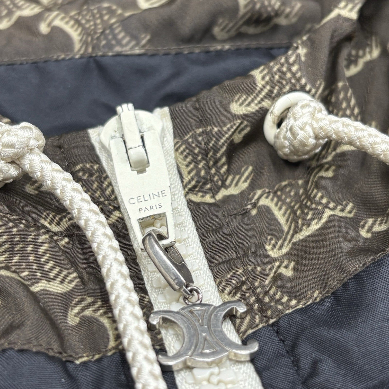 Size L - Celine Blouson Monogram Nylon Triomphe Windbreaker ' Brown Black '