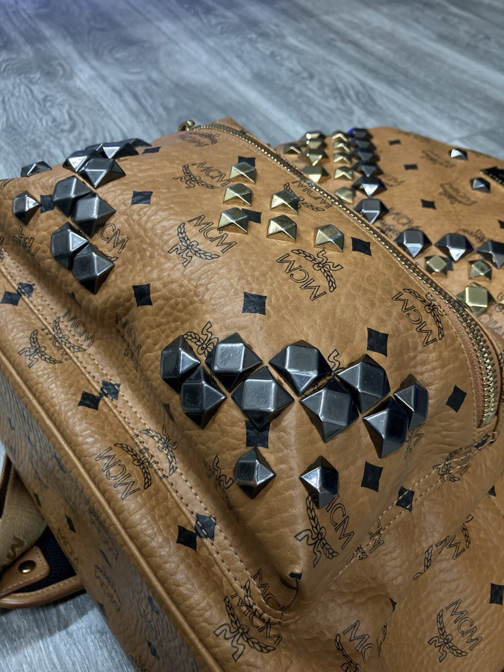 MCM Cognac Stark " M " Studded Backpack | GREAT CONDITION!