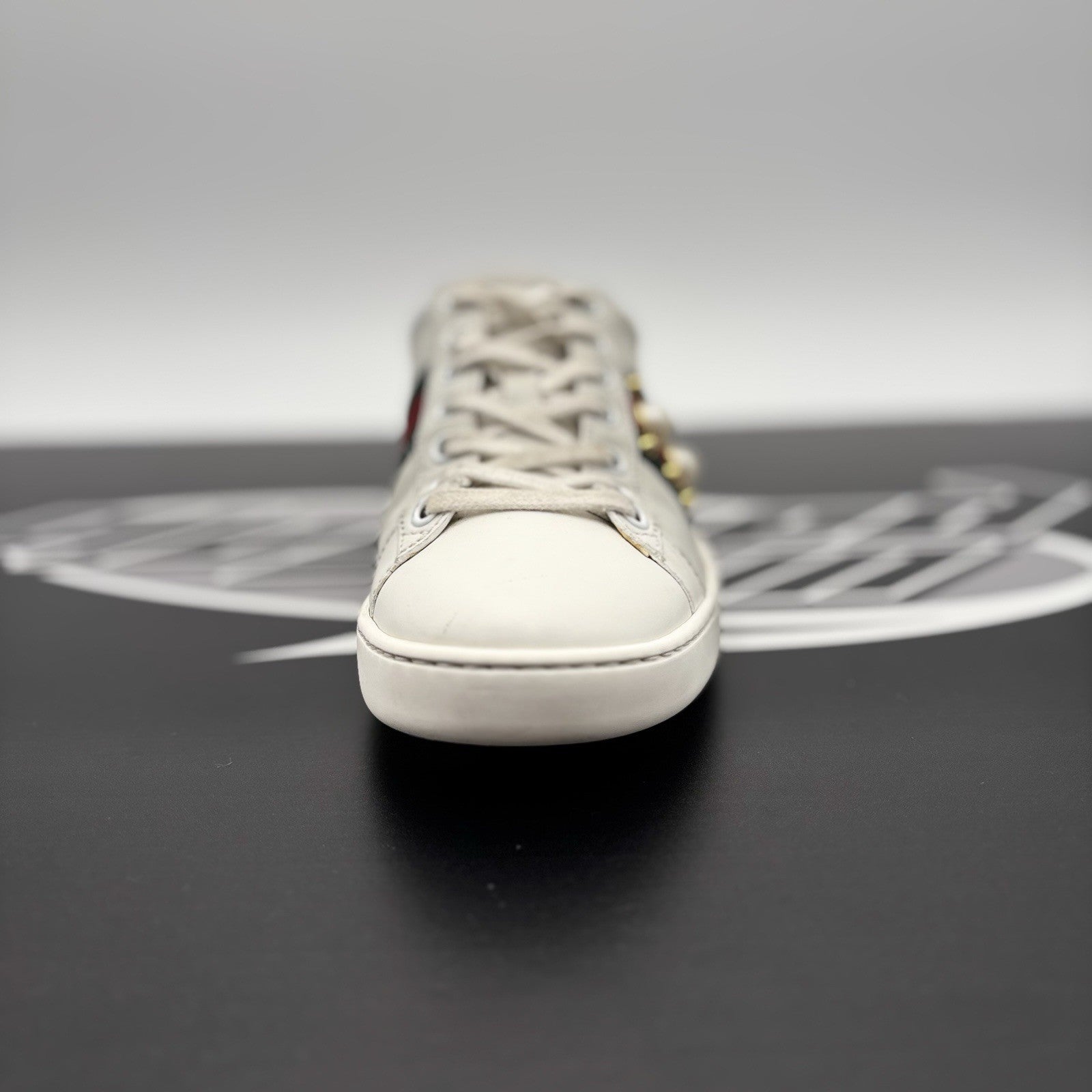 Size 36.5 - Gucci Ace Studded ' White, Pearls ' | GREAT CONDITION!