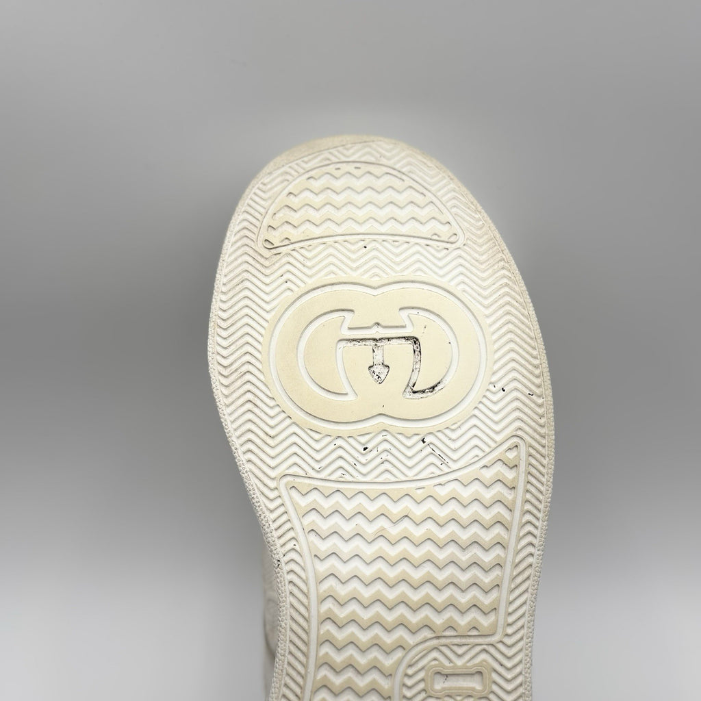 Size 8G (8.5 US) - Gucci GG Embossed ' White Leather ' | GOOD CONDITION!
