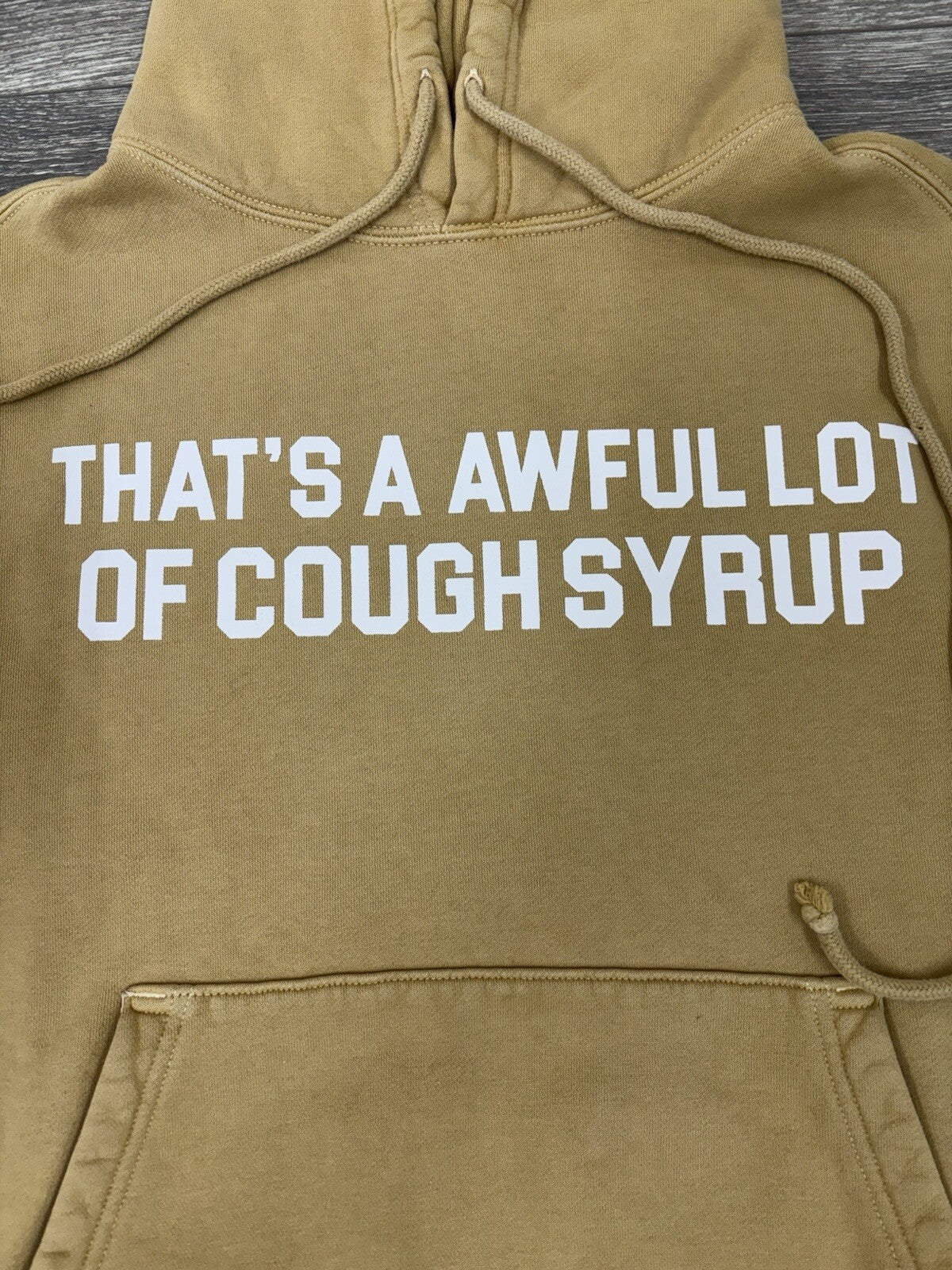 Size XS - Awful Lot Of Cough Syrup Hoodie ‘ Tan ‘ | BRAND NEW!