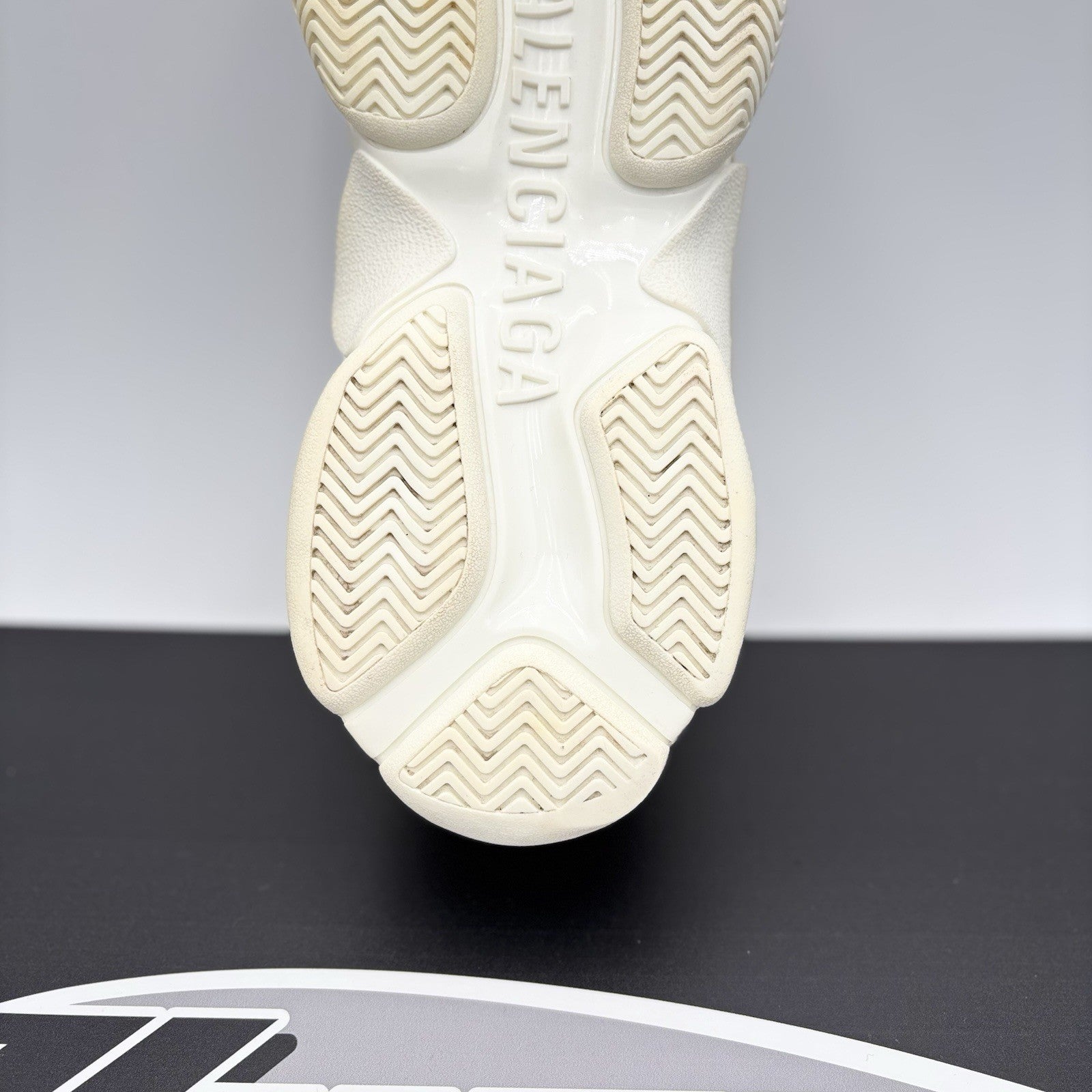 Size 45 (12 US) - Balenciaga Triple S ' Allover Logo White ' | GREAT!