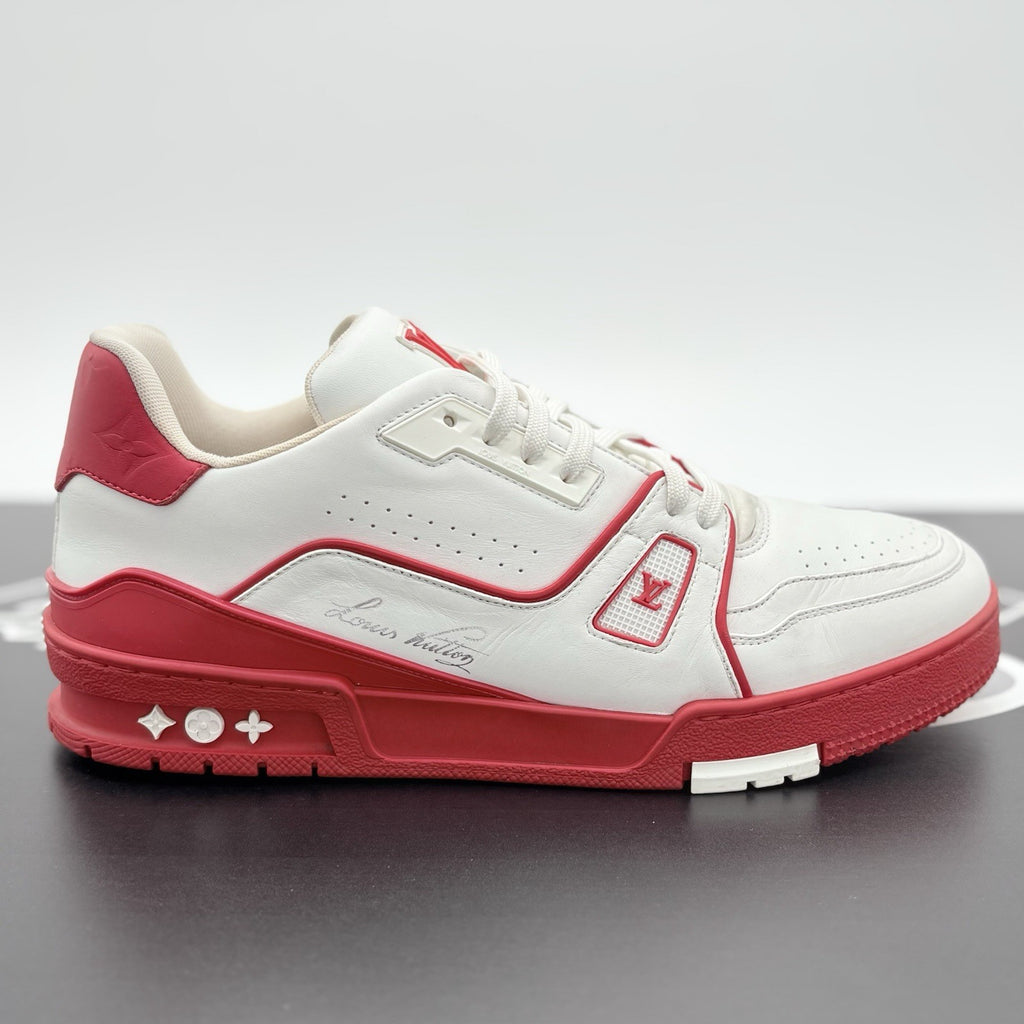 Size 8.5 LV (9.5-10 US) - Louis Vuitton Trainer  ' Red White ' | SUPER CLEAN!
