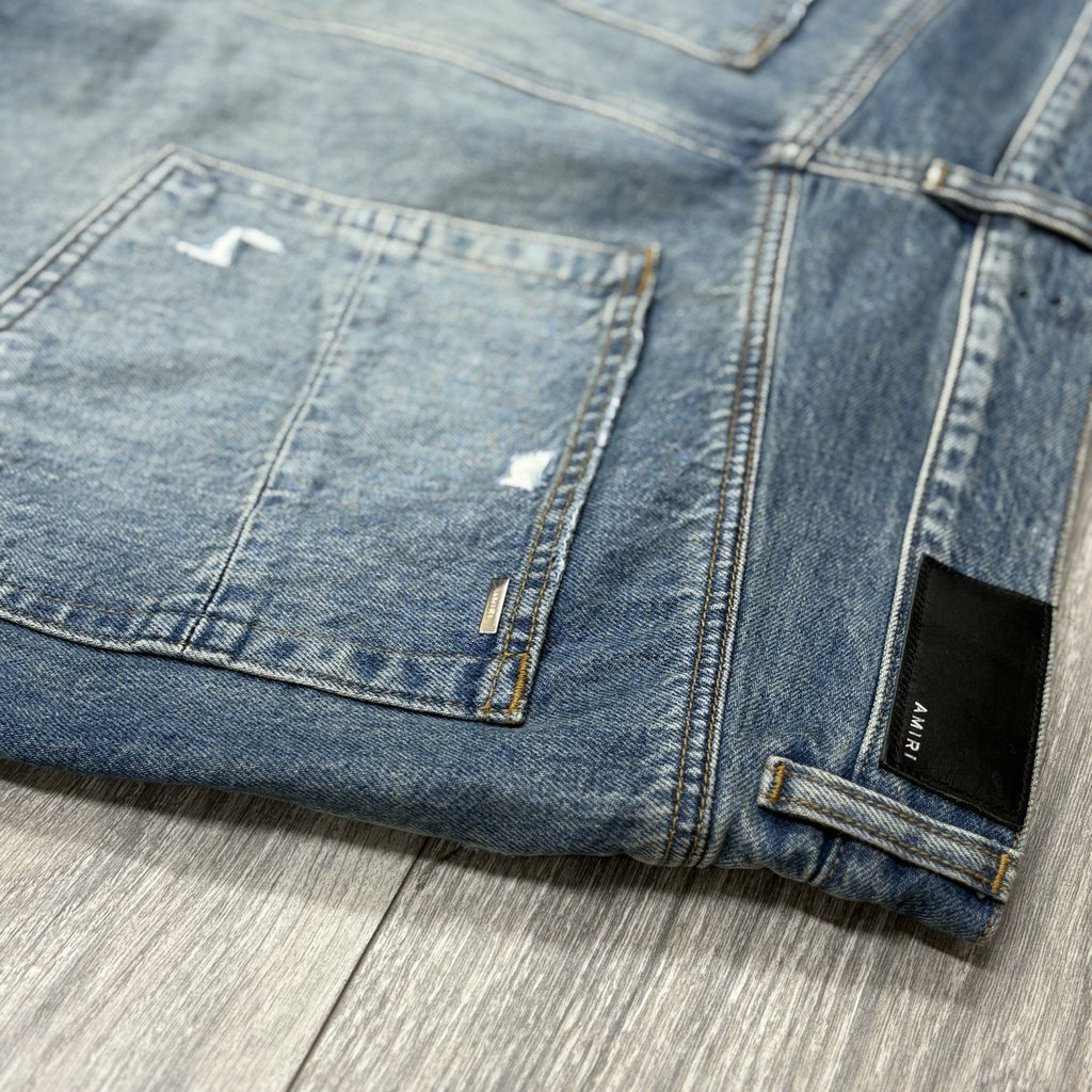 Size 34 - Amiri Shotgunned Distressed Baggy Jeans ' Indigo ' | SUPER CLEAN!