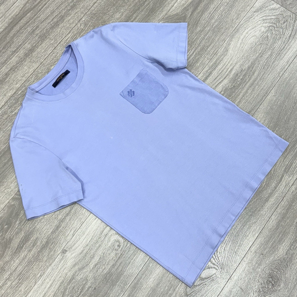 Size M - Louis Vuitton Cotton Damier Pocket T-Shirt ' Lavender ' | GREAT COND!