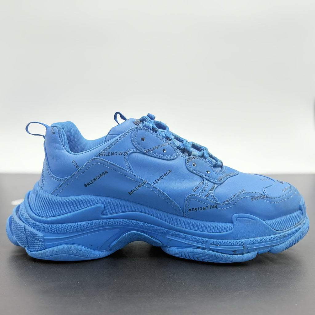 Size 45 (12 US) - Balenciaga Triple S ' All Over Logo - Blue ' | GREAT CONDITION
