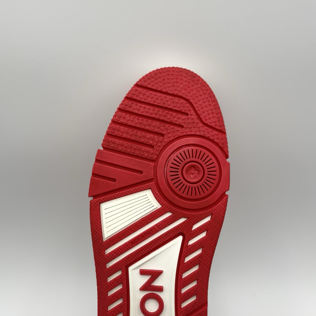 Size 8.5 LV (9.5-10 US) - Louis Vuitton Trainer  ' White, Red ' | SUPER CLEAN!