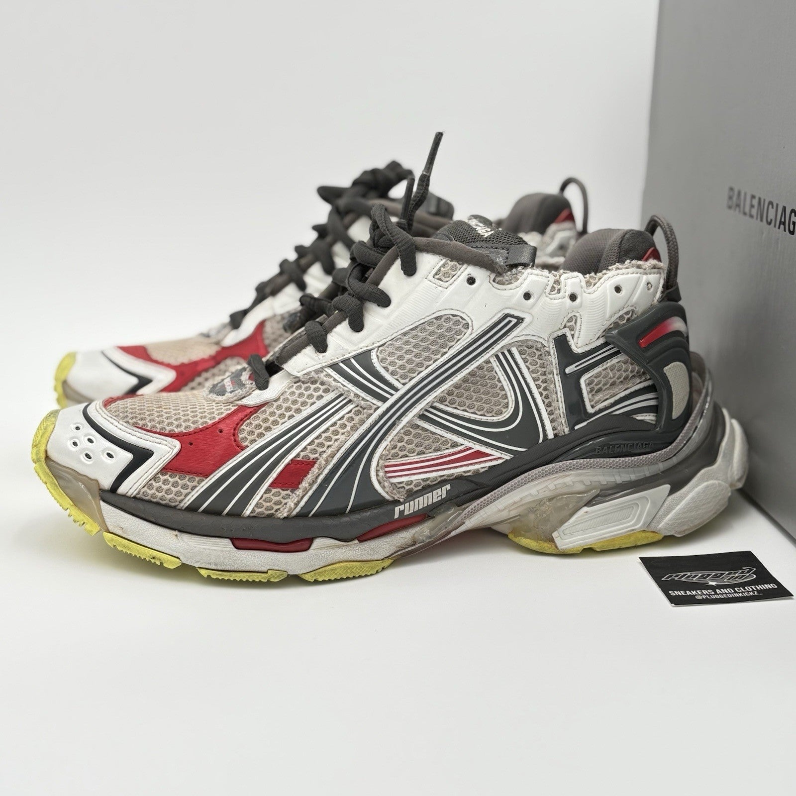 Size 44 (11 US) - Balenciaga Runner ' Black White Red Fluo Yellow ' | GOOD COND!