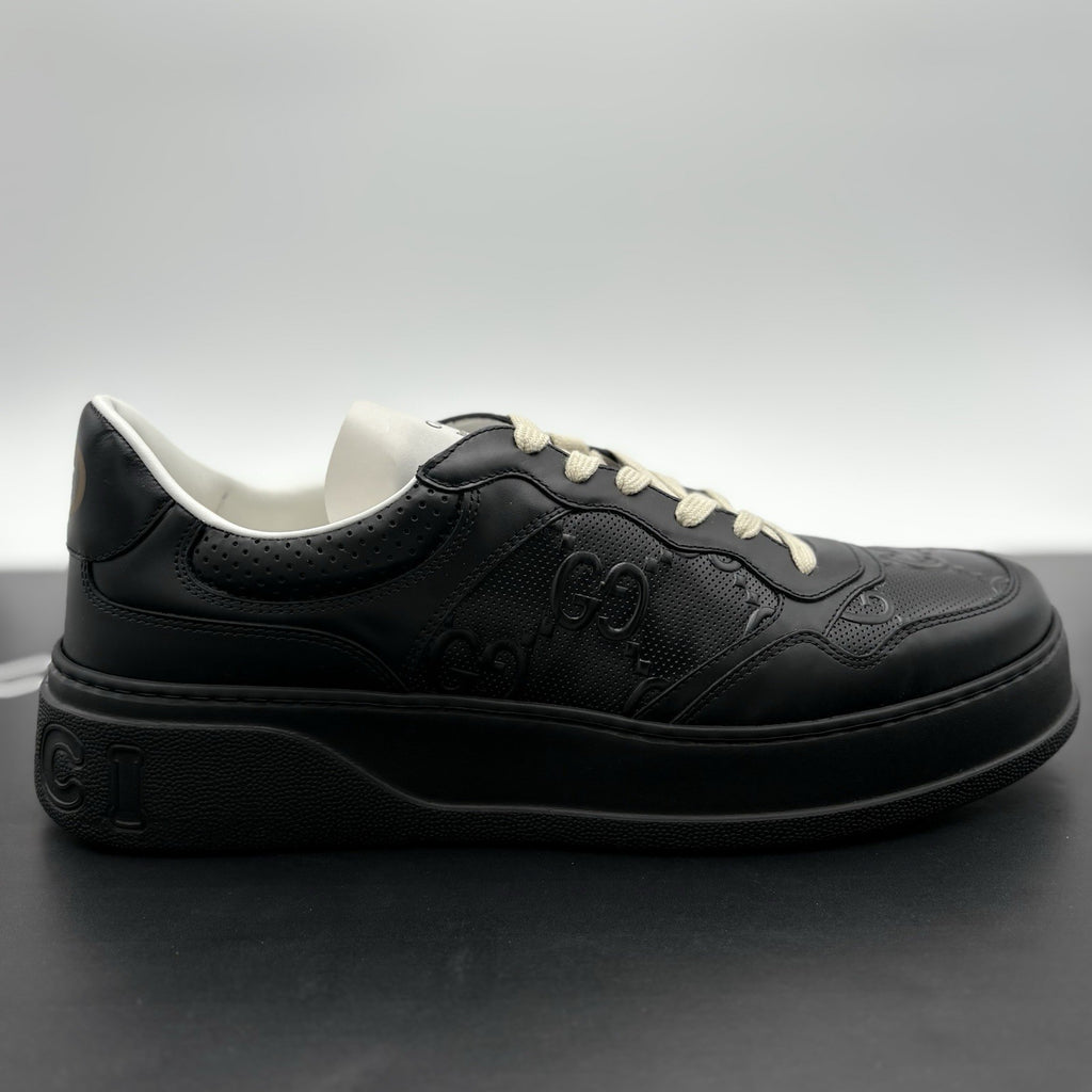 Size 12.5 G (13 US) - Gucci GG Embossed ' Black Leather ' | BRAND NEW!