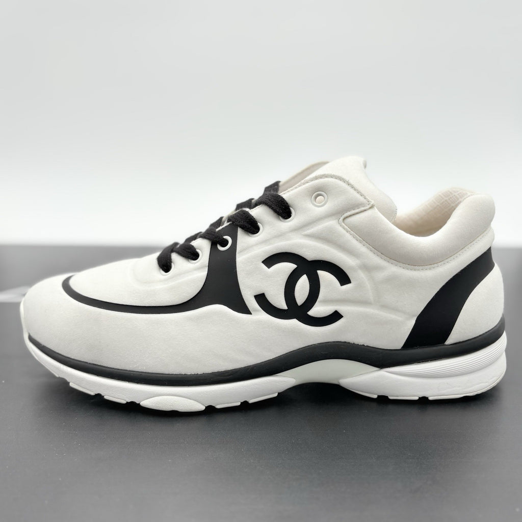 Size 45 (12 US) Chanel Nylon & Suede Low Top ' White Black ' | SUPER CLEAN!