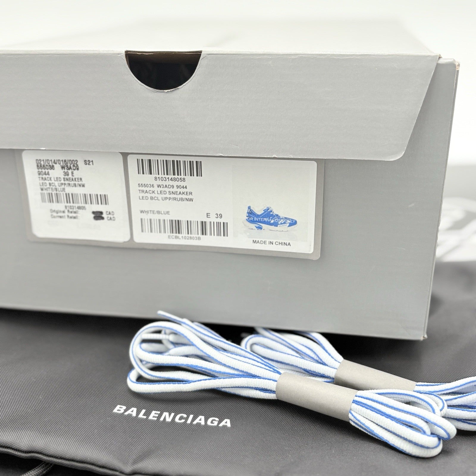 Size 39 (6 US) - Balenciaga Track LED Sneaker ' White Blue ' | BRAND NEW