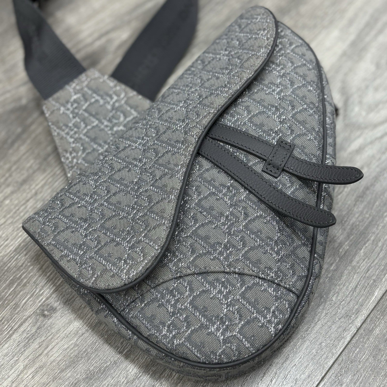 Christian Dior Ruthenium Oblique Saddle Bag ' Grey ' | SUPER CLEAN!