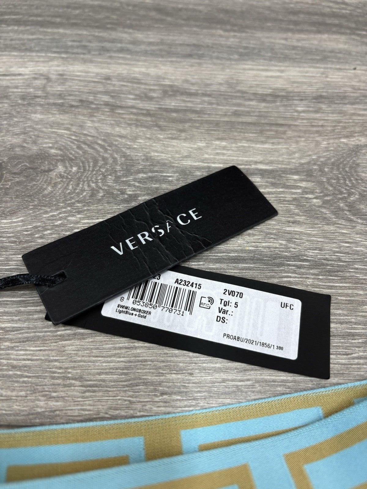 Size 5 - Versace Greca Border Swim Shorts' Blue ' | NEW!