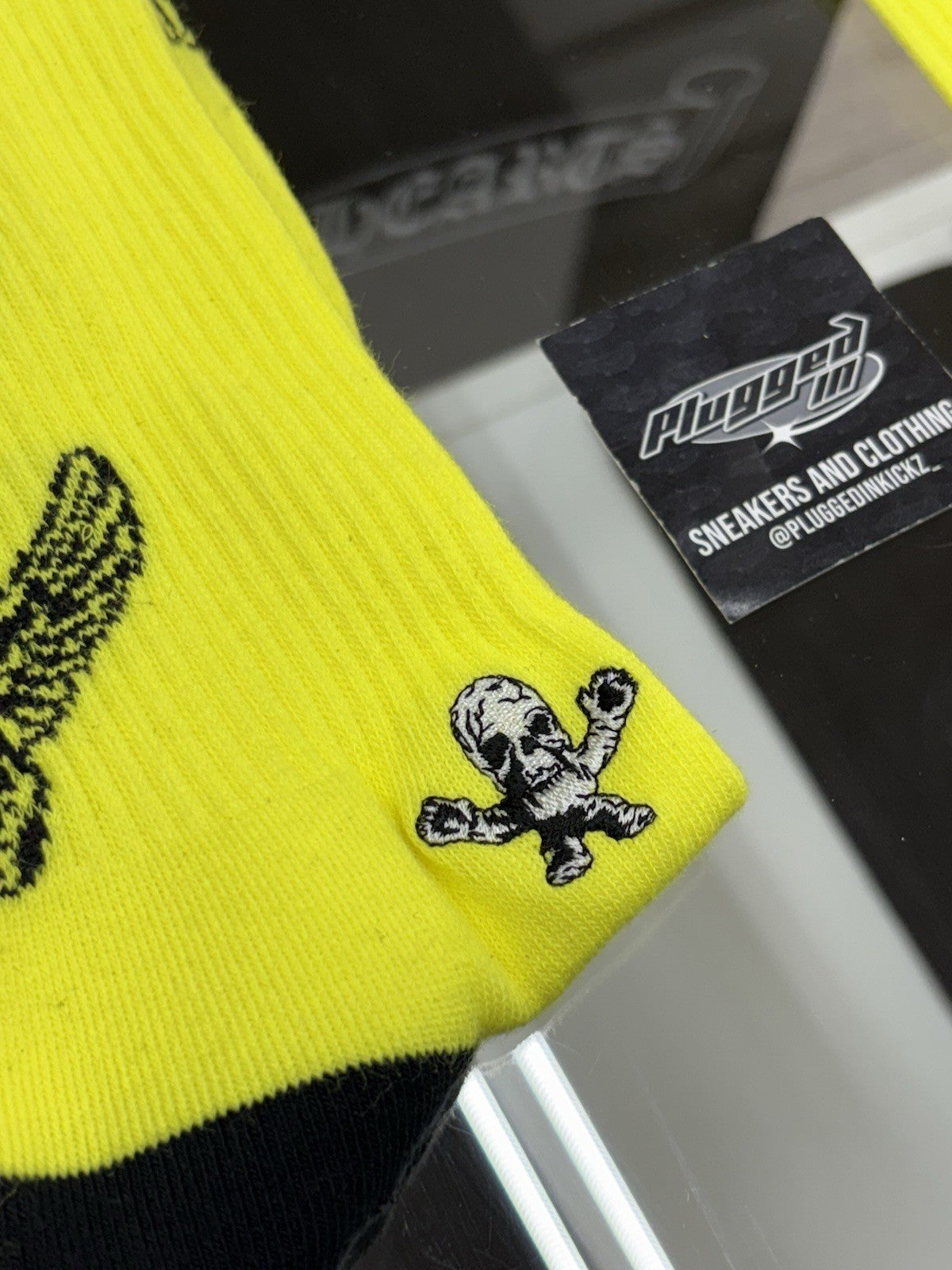 Size Large (9-13 US) - Chrome Hearts Foti Socks ' Neon Yellow ' | NEW!