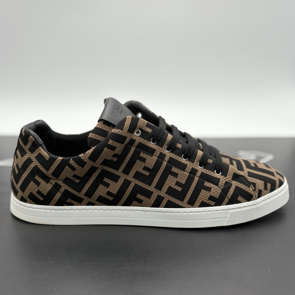 Size 11 UK (12 US) Fendi FF Motif Lace Up Low Top ' Almond Black ' | SUPER CLEAN