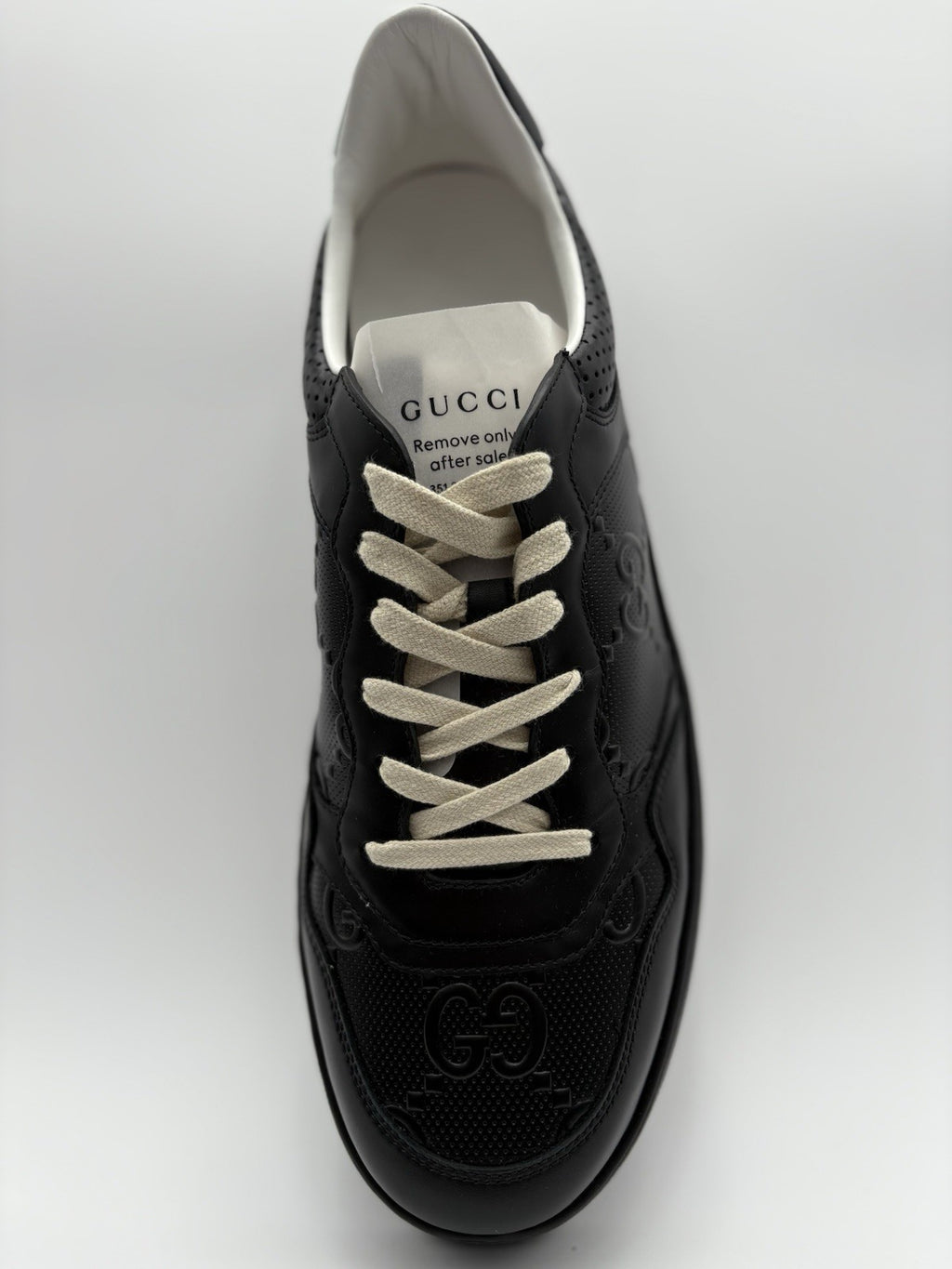 Size 12.5 G (13 US) - Gucci GG Embossed ' Black Leather ' | BRAND NEW!