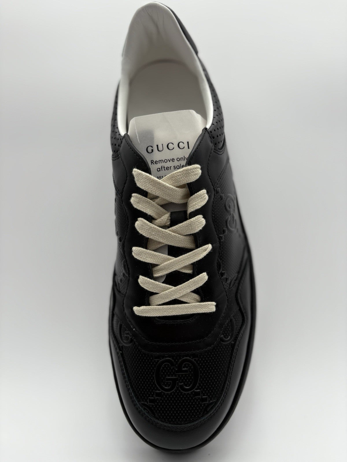 Size 12.5 G (13 US) - Gucci GG Embossed ' Black Leather ' | BRAND NEW!