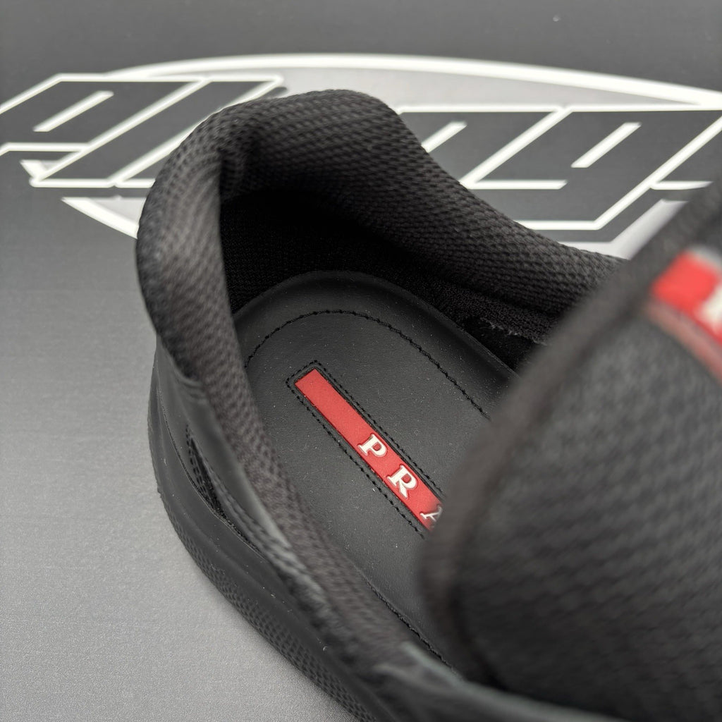 Size 8 UK (9 US) - Prada Americas Cup ' Black Leather ' | GOOD CONDITION!