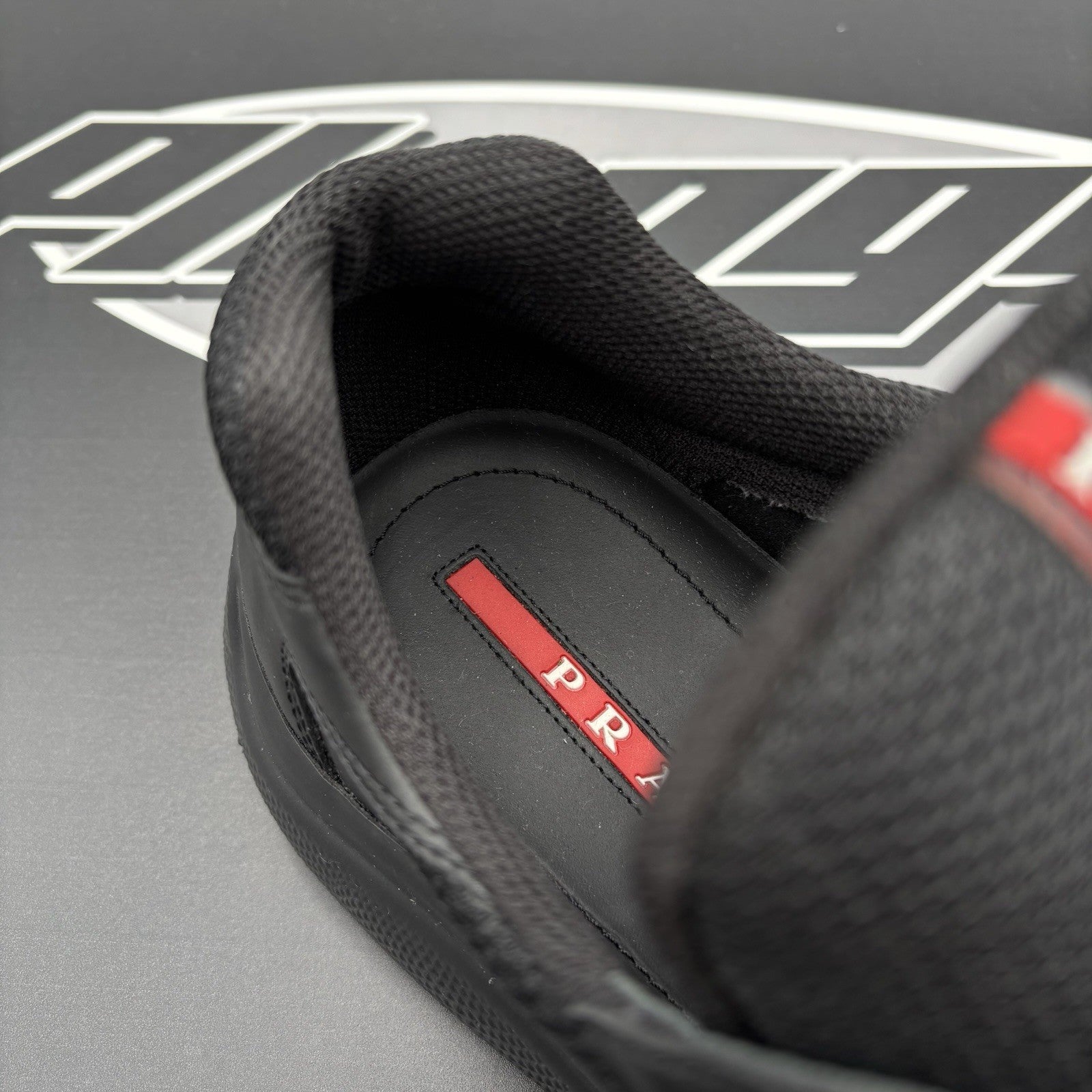 Size 8 UK (9 US) - Prada Americas Cup ' Black Leather ' | GOOD CONDITION!