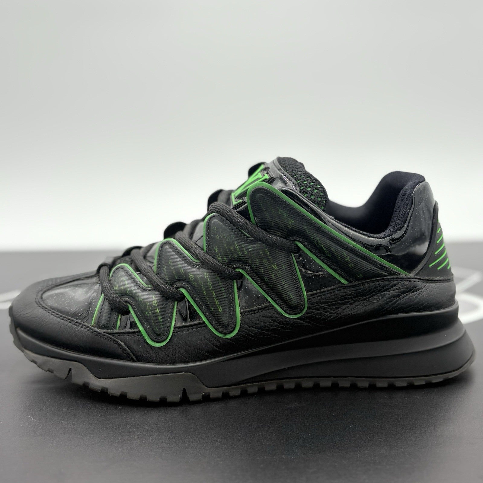 Size 7.5 LV (8.5-9 US) Louis Vuitton Digital Zig Zag Sneaker ' Black Green '
