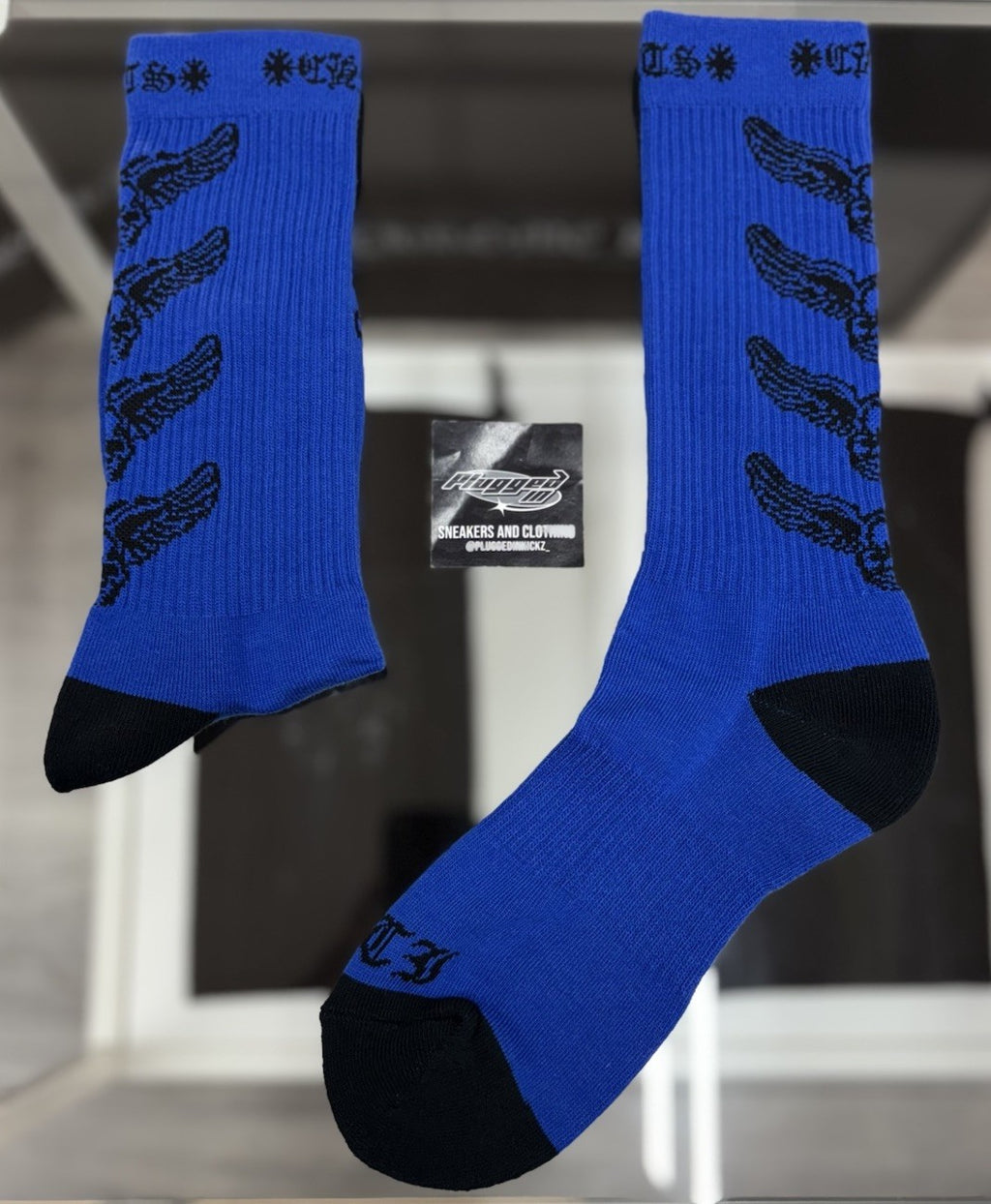 Size Medium (6-9 US) - Chrome Hearts Foti Socks ' Blue ' | NEW!