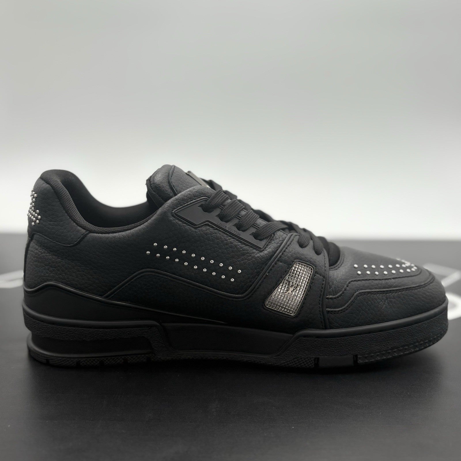 Size 8 LV (9-9.5 US) Louis Vuitton Studded Trainer ' Black ' | SUPER CLEAN!