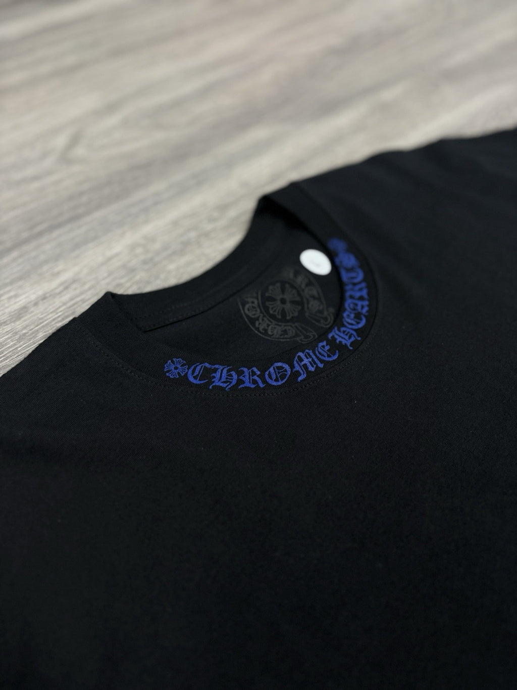 Size Large - Chrome Hearts Blue Neck Logo T-Shirt ' Black ' | BRAND NEW!