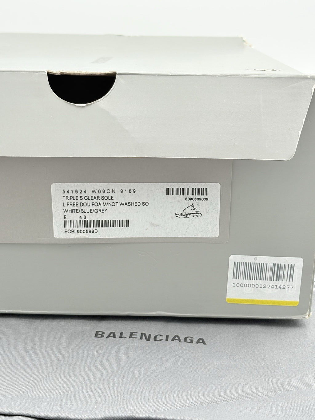 Size 43 (10 US) Balenciaga Triple S Clear Sole ' White Blue ' | GREAT CONDITION!
