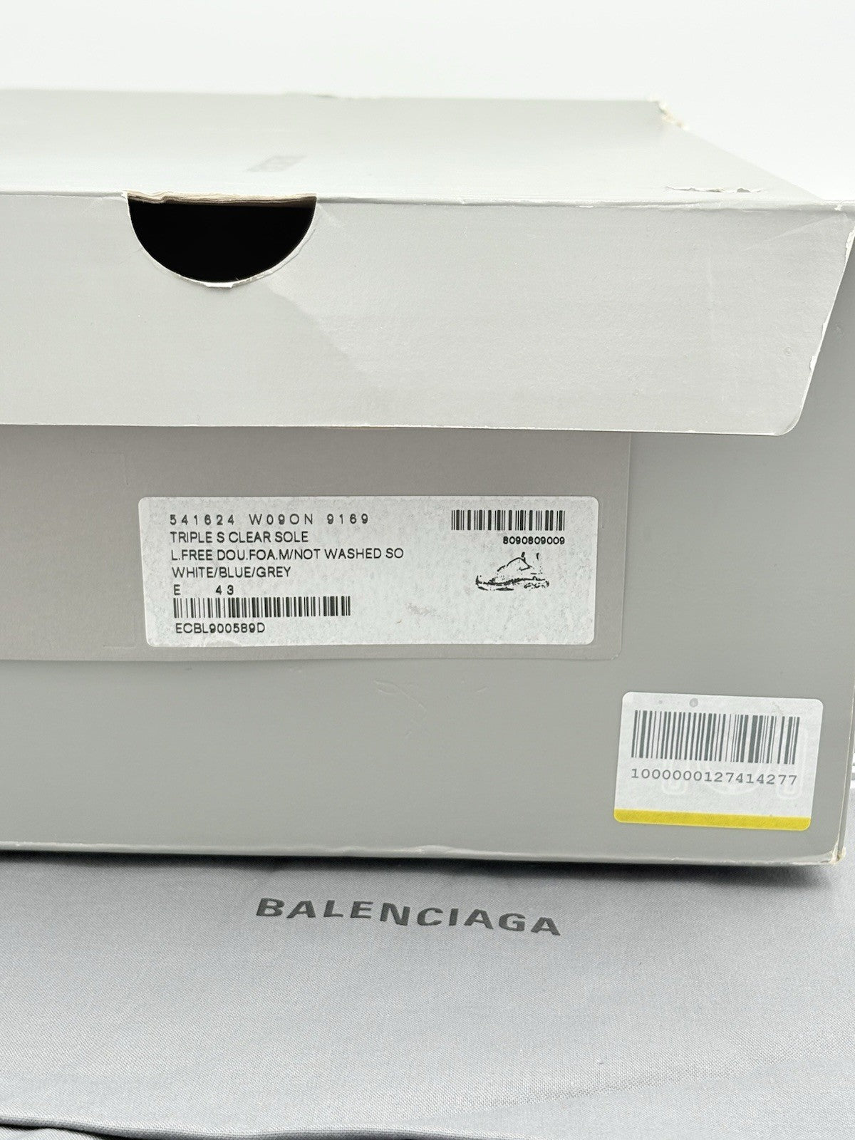 Size 43 (10 US) Balenciaga Triple S Clear Sole ' White Blue ' | GREAT CONDITION!