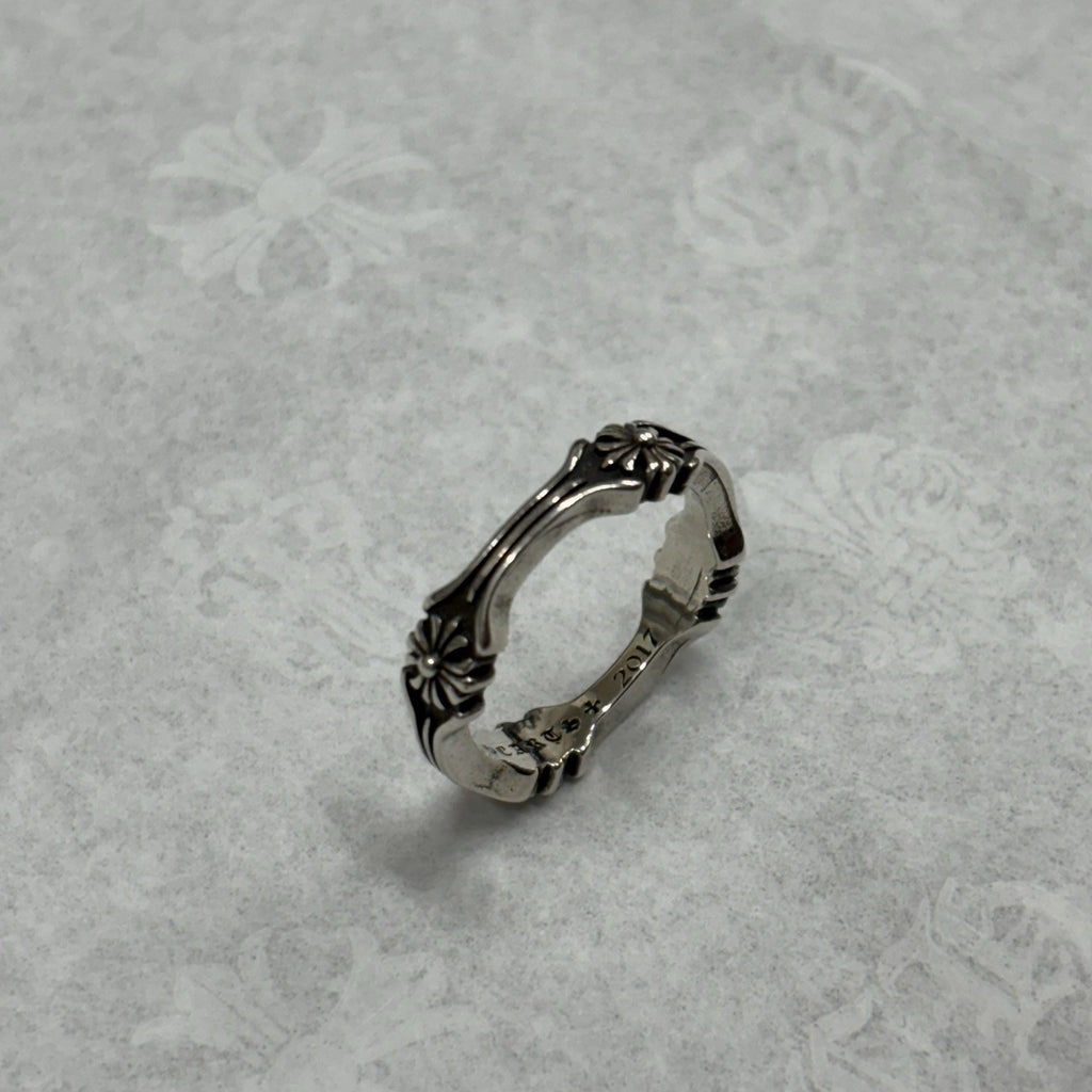 Chrome Hearts Silver Bone And Cross Ring