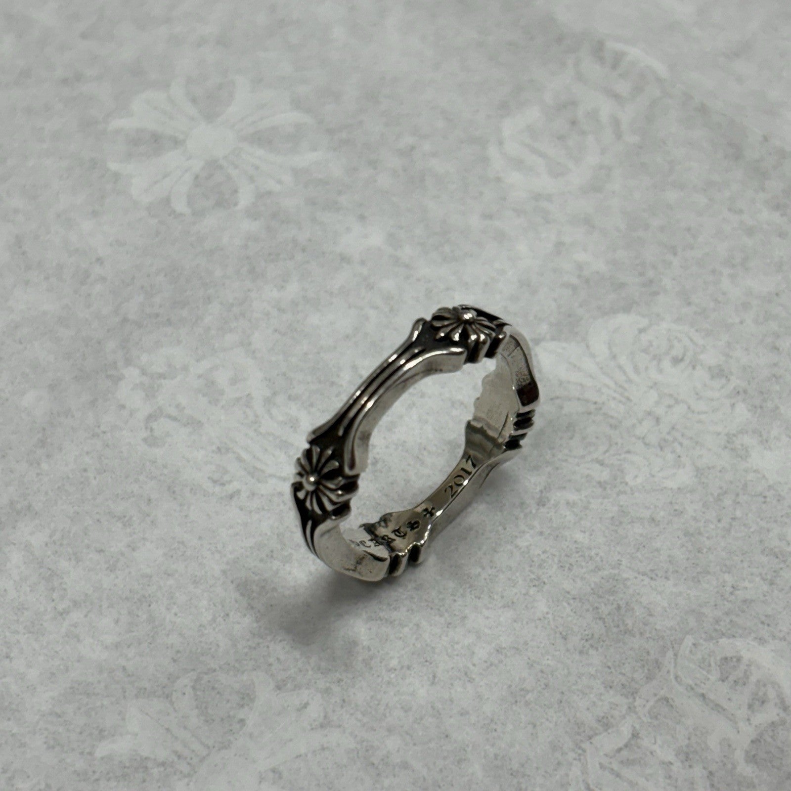 Chrome Hearts Silver Bone And Cross Ring