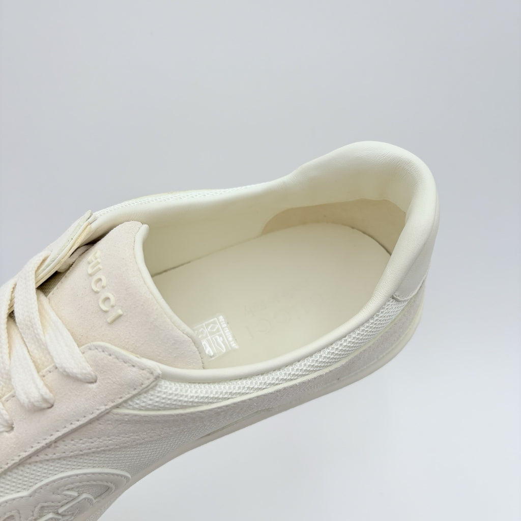 Size 9.5 G (10 US) Gucci G75 Interlocking G Suede Sneaker ' Beige White ' | NEW!