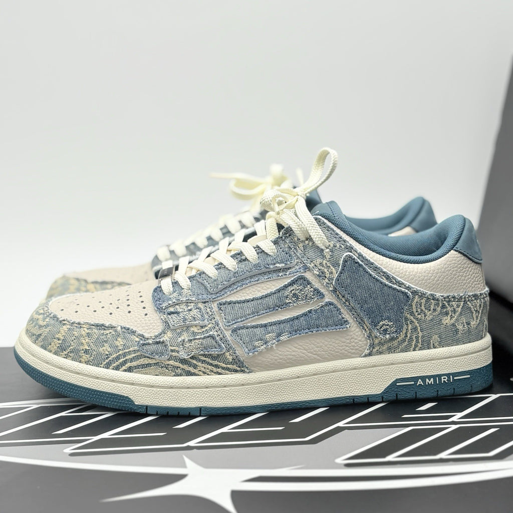 Size 42 (9 US) Amiri Skel Low Top ' Bandana Jacquard - Denim ' ONLY WORN ONCE!