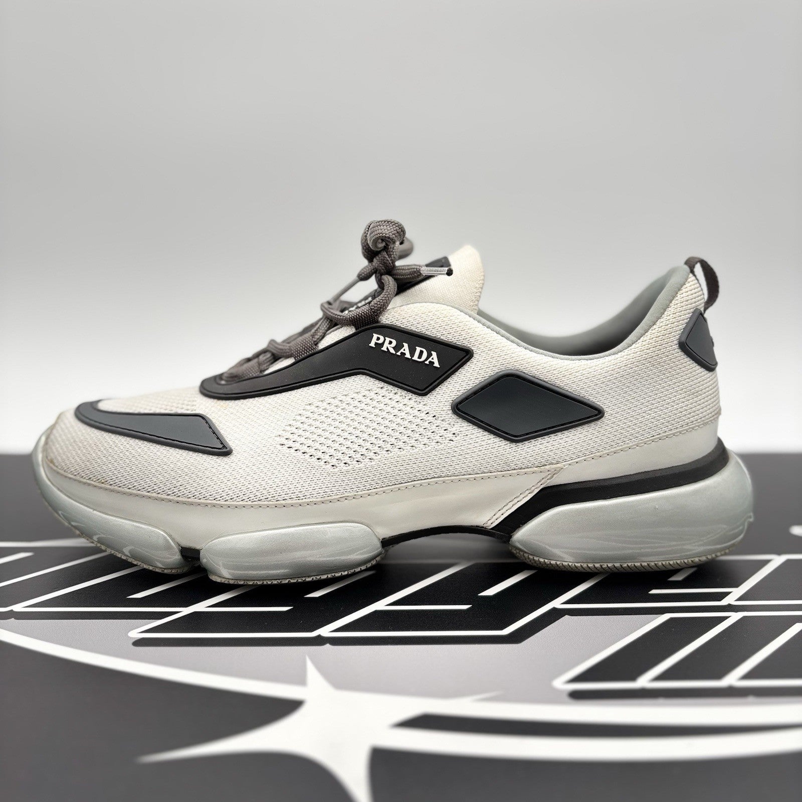 Size 6.5 UK (7.5 US) Prada Cloudbust Mesh ' White, Grey ' | GOOD CONDITION!