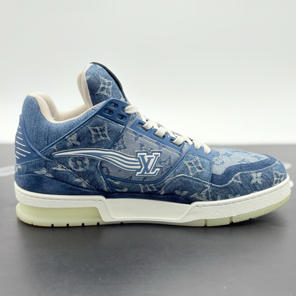 Size 8.5 LV (9.5-10 US) Louis Vuitton Denim Mid Trainer ' Blue ' | SUPER CLEAN!