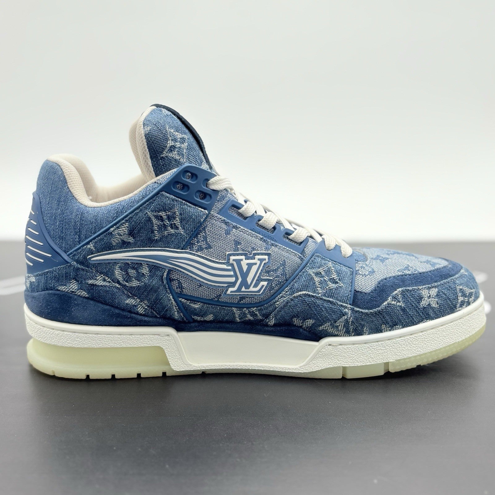 Size 8.5 LV (9.5-10 US) Louis Vuitton Denim Mid Trainer ' Blue ' | SUPER CLEAN!