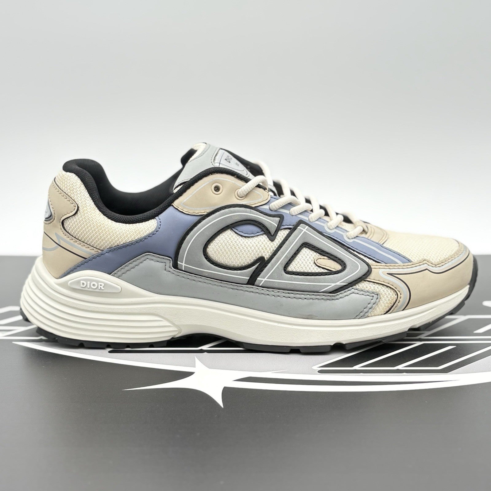 Size 44 (11 US) - Dior B30 Reflective Sneaker ' White Beige Blue ' | SUPER CLEAN